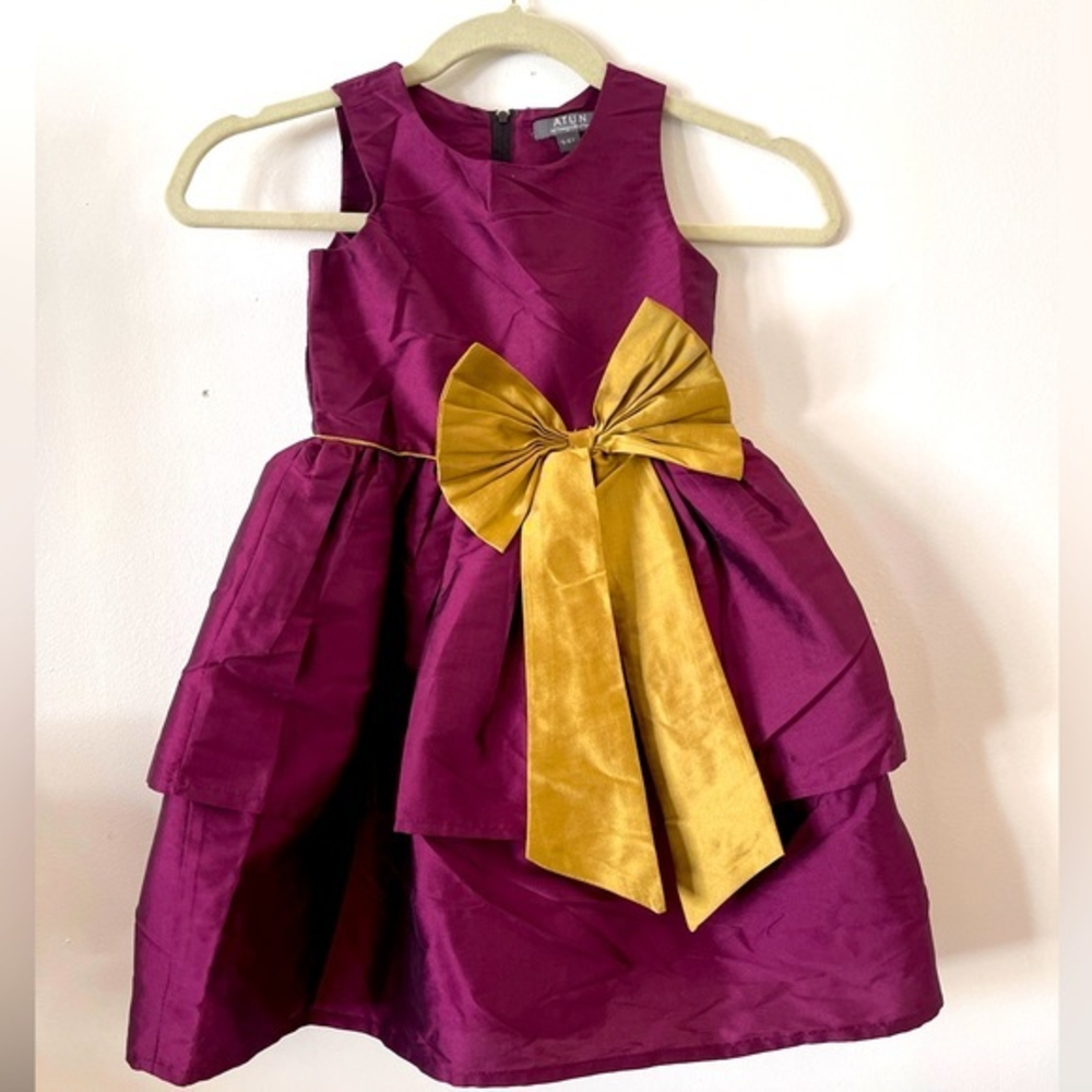 A.T.U.N. Girls Purple/Gold Special Occasion Dress wedding size 5-6 year‎